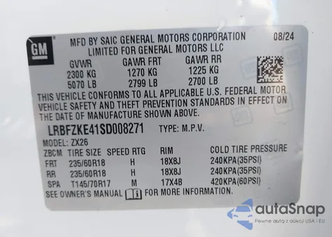 2025 Buick Envision Preferred Awd z USA, uszkodzony, nr VIN LRBFZKE41SD008271